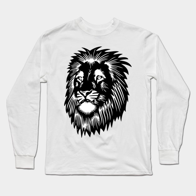 Lion Head Face Silhouette Long Sleeve T-Shirt by AustralianMate